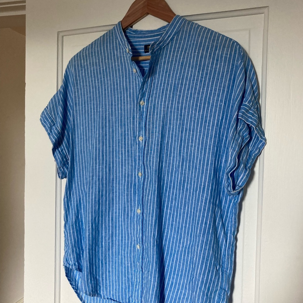 Polo by Ralph Lauren Blue Striped Button-Down Blouse in Size 10